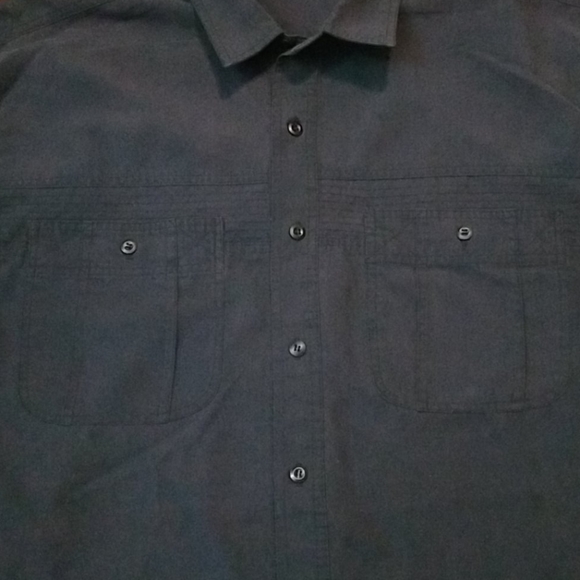 Mens black long sleeve button up shirt with collar and pockets XL - Picture 7 of 10